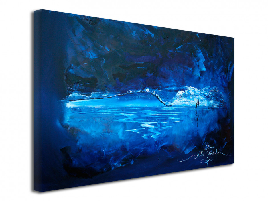 Tableau Surfer solitaire dans la nuit reproduction peinture sur toile