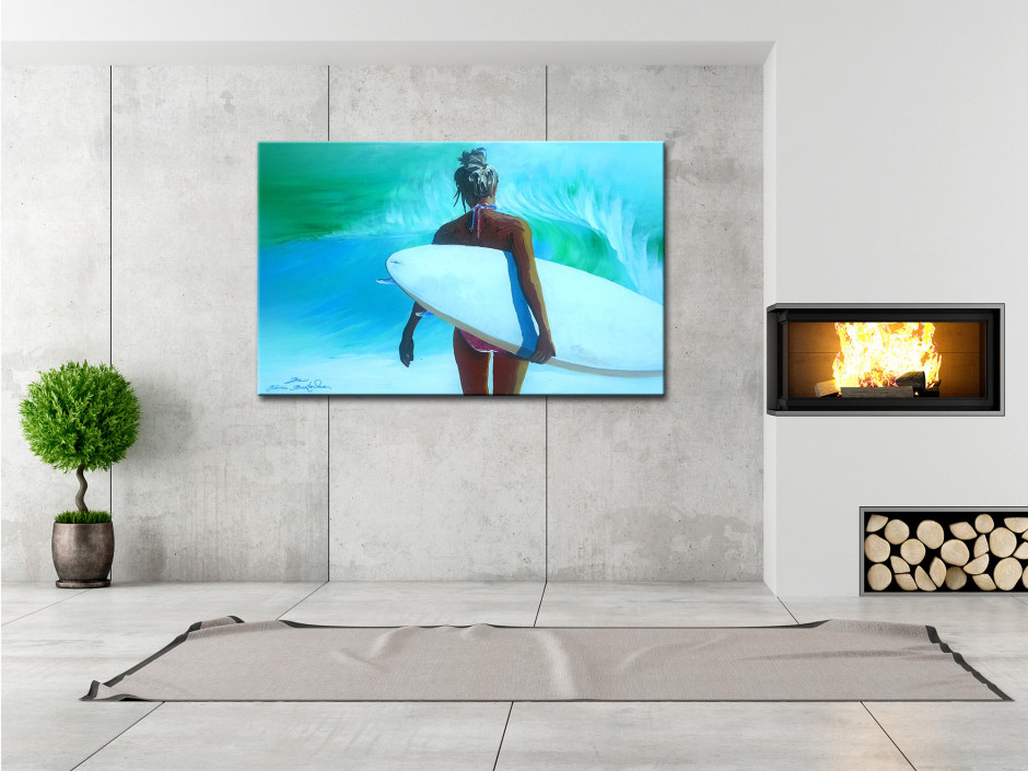 Tableau déco reproduction sur toile Rémi Bertoche Surfer Girl