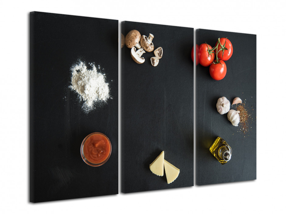 Tableau moderne triptyque ingredients de cuisine