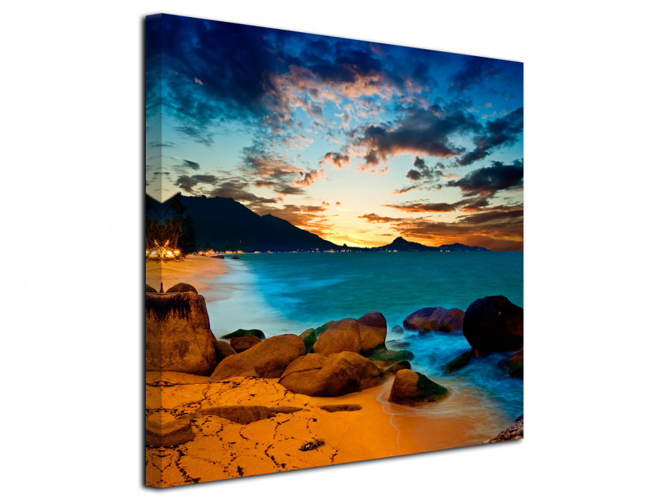 Cadre photo paysage coucher de soleil sur la plage