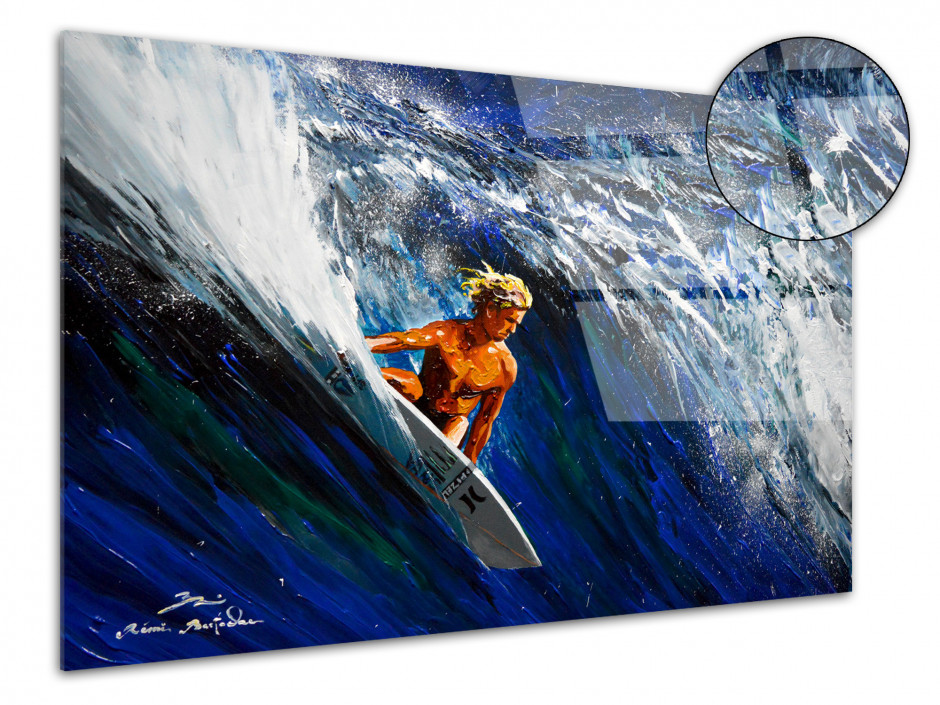 Tableau plexiglass Reproduction peinture Rémi Bertoche Surfeur