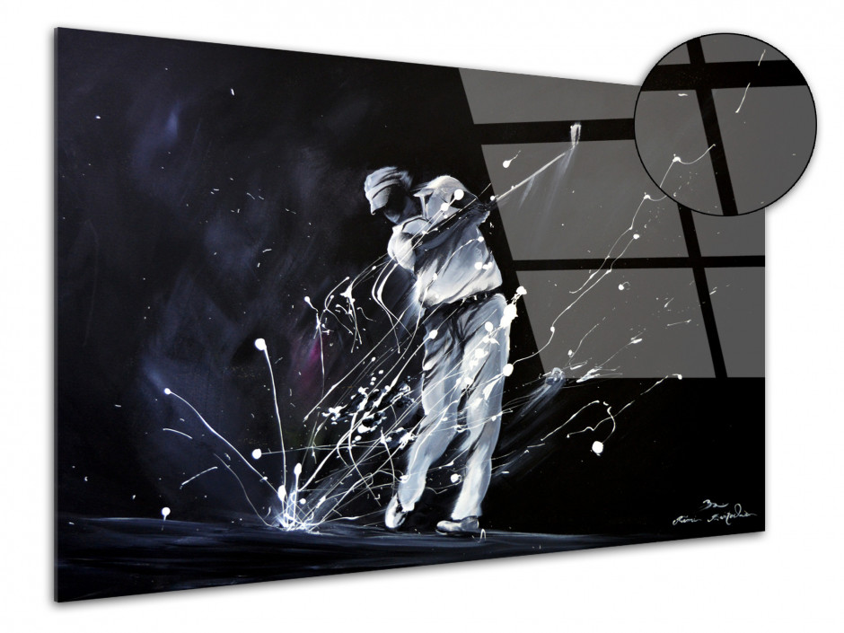 Tableau Peinture reproduit sur plexiglas Golf Black and White