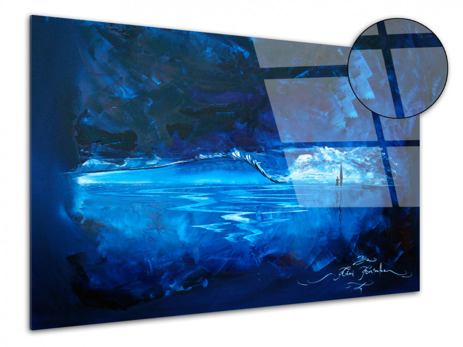 Tableau Surfer solitaire dans la nuit reproduction peinture sur plexiglas