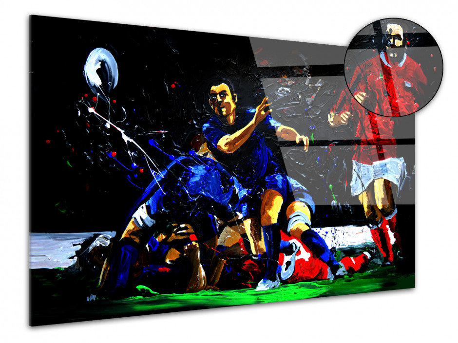 Tableau reproduit sur plexiglas Rugby Ejecteur Peinture Rémi Bertoche