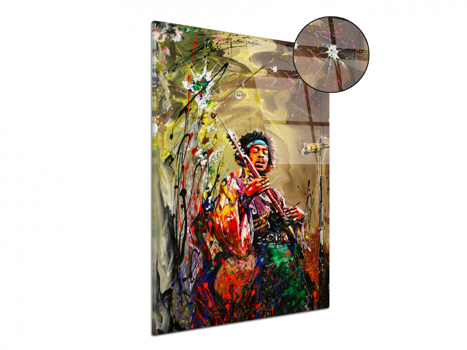 Reproduction tableau Rémi Bertoche sur plexiglas imprimée Jimi Hendrix