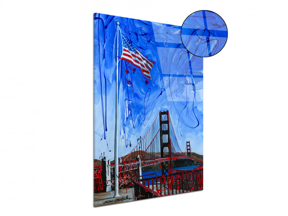 Tableau décoratif US flag peinture reproduction sur plexiglas imprimée