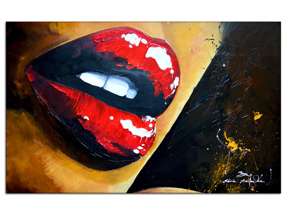 Reproduction peinture Rémi Bertoche sur Aluminium Sensual Lips