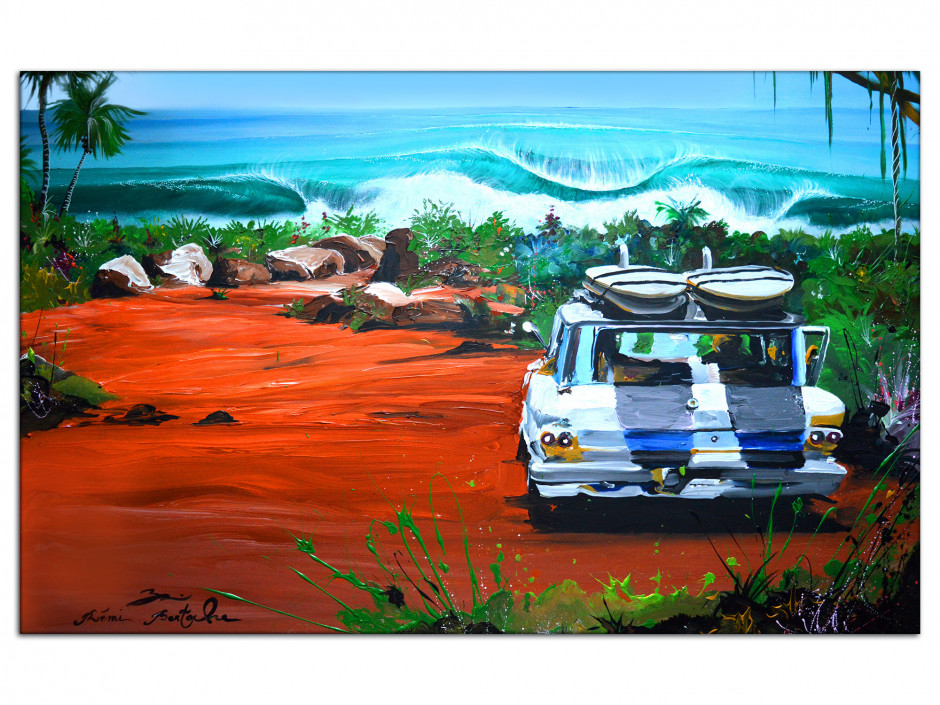 Tableau Aluminium imprimée reproduction Peinture Surfing Road