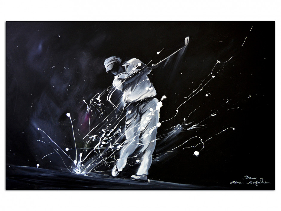 Tableau Peinture reproduit sur Aluminium Golf Black and White