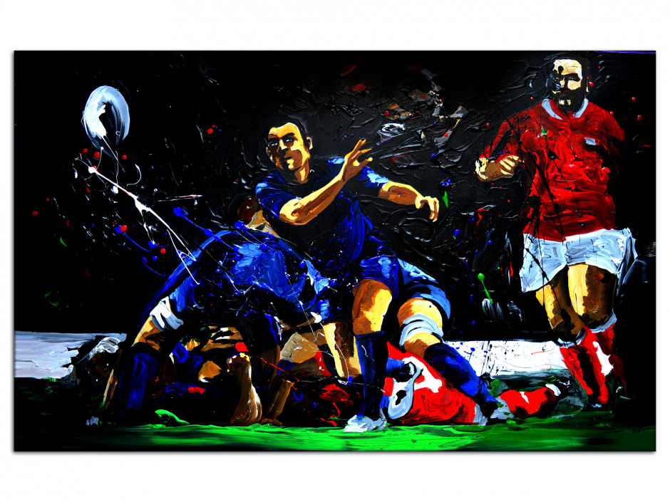 Tableau reproduit sur Aluminium Rugby Ejecteur Peinture Rémi Bertoche