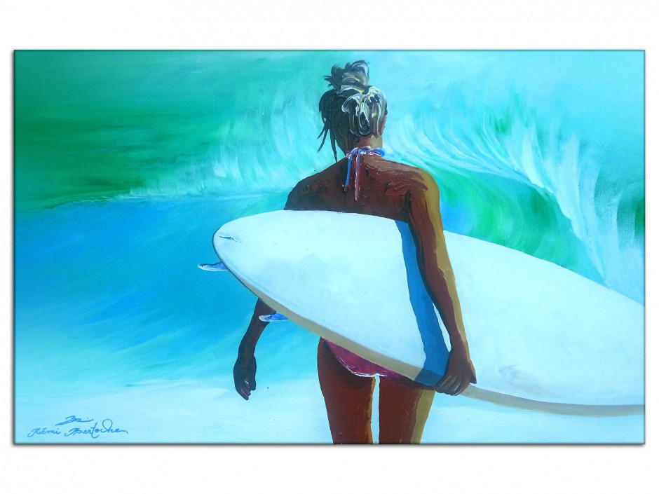 Tableau déco reproduction sur Aluminium Rémi Bertoche Surfer Girl