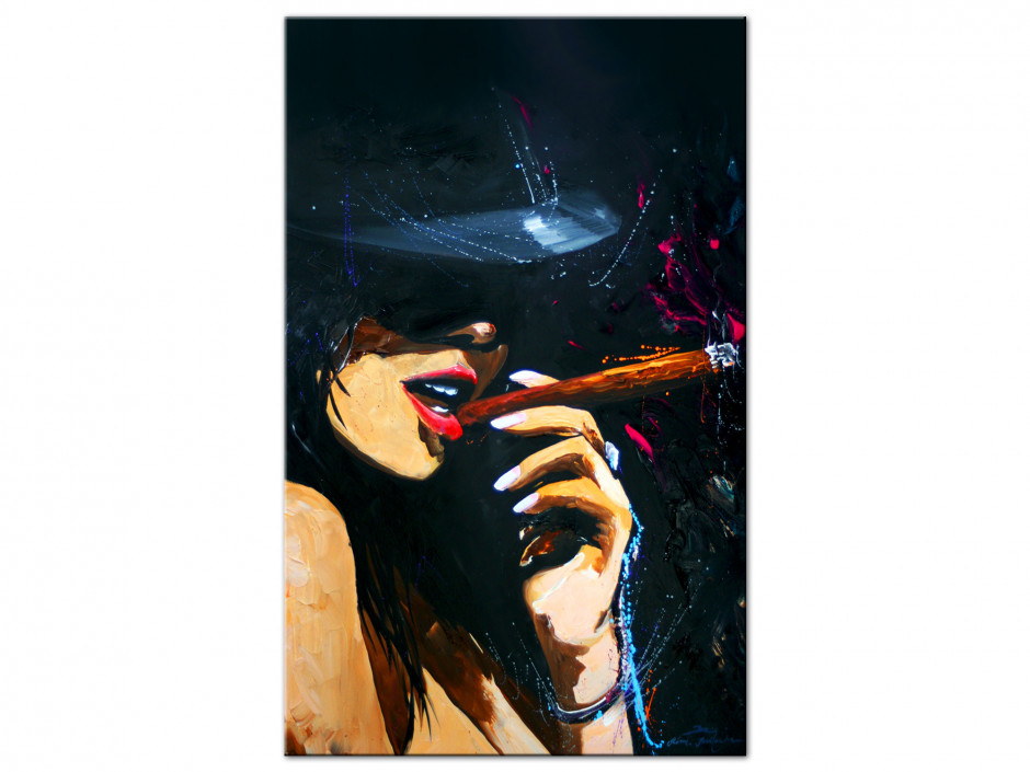 Tableau déco reproduction sur Aluminium imprimée Cigar Girl