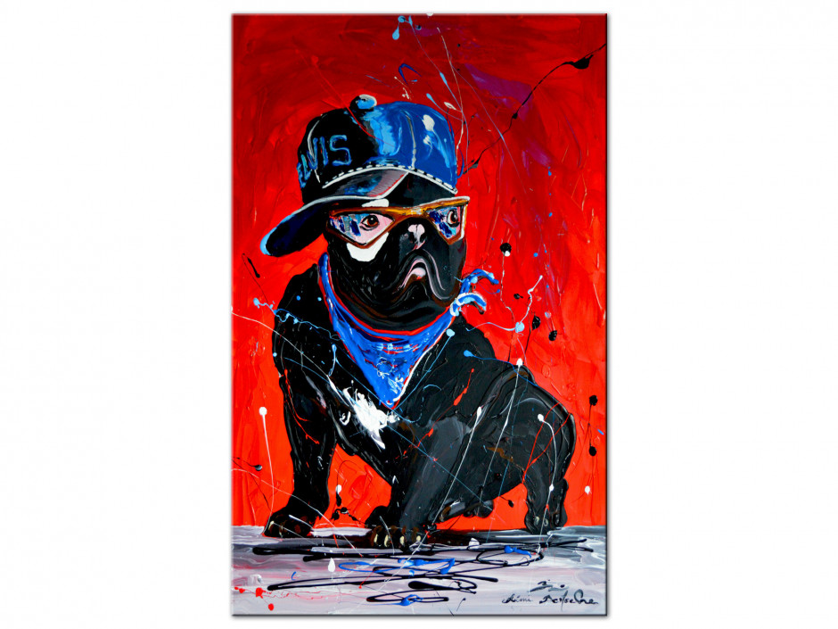 Tableau Rémi Bertoche rock'n roll dog reproduction sur Aluminium