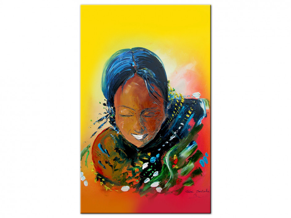 Tableau peinture Rémi Bertoche Tahiti girl reproduction sur Aluminium