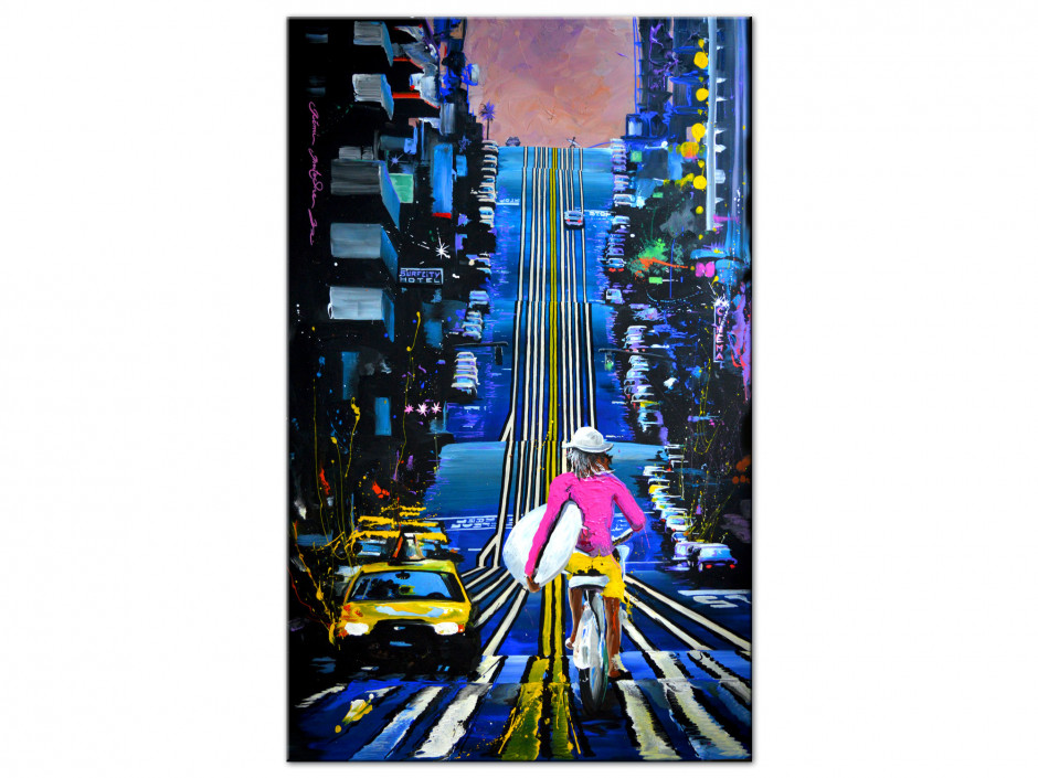 Tableau peinture Rémi Bertoche Urban rider reproduction sur Aluminium imprimée