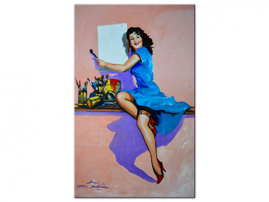 Reproduction peinture sur Aluminium imprimée Pin Up