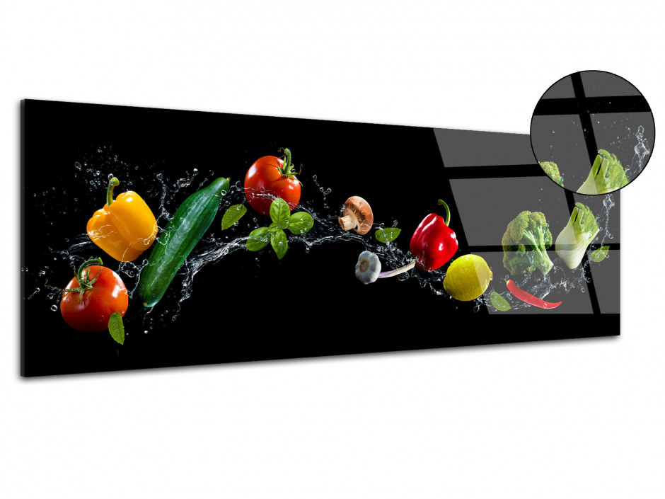 Tableau plexiglas panoramique cuisine Les Légumes