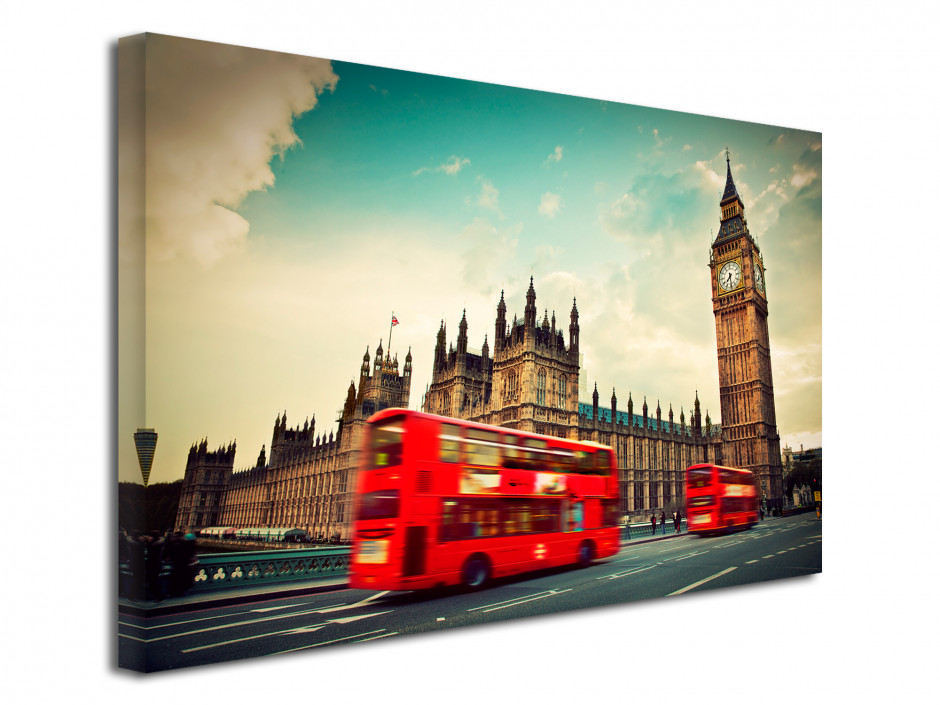 Tableau toile Big Ben et bus rouge