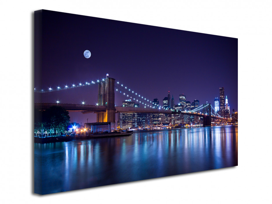 Tableau toile photo déco pont de Brooklyn de nuit