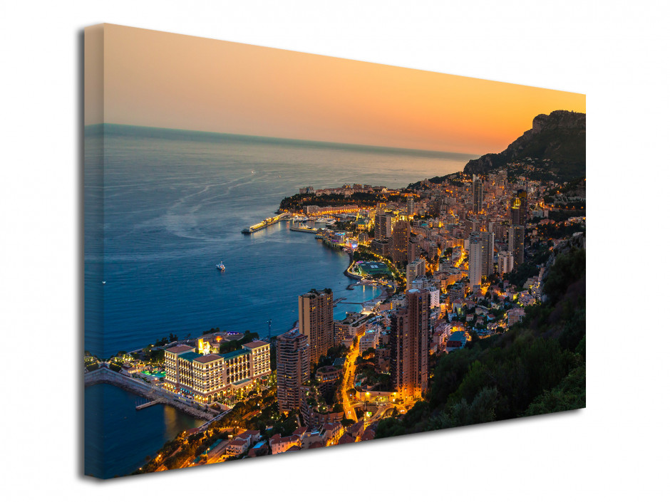 Tableau toile photo déco coucher de soleil sur Monaco