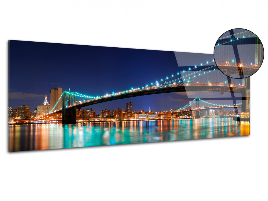 Tableau plexiglas photo panoramique Brooklyn Bridge