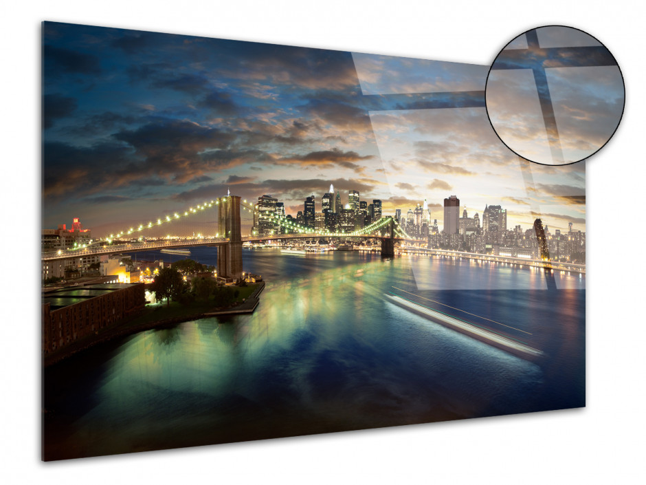 Tableau deco plexiglas coucher de soleil sur New York