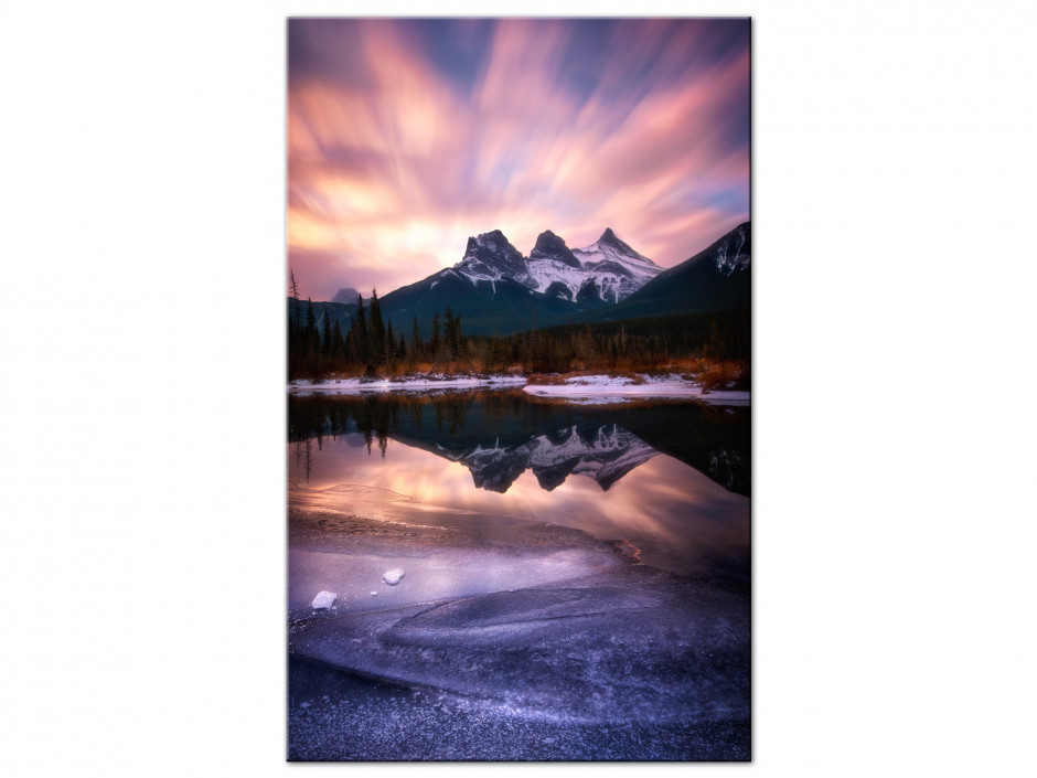 Tableau Auminium photo de lac de montagne au levé de soleil