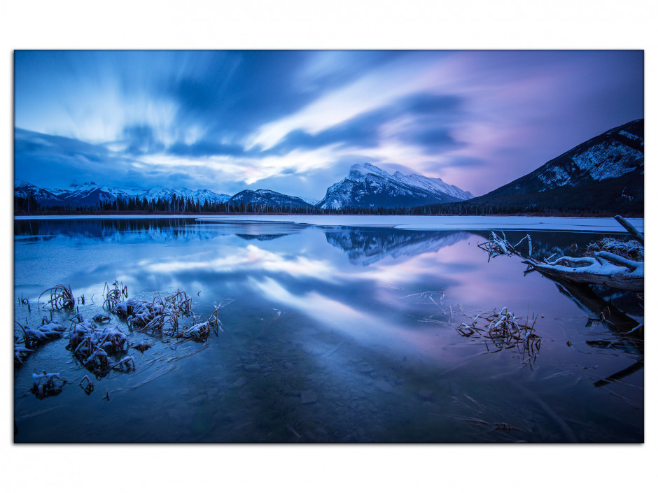 Tableau Auminium Sunset sur les montagnes Canadienne