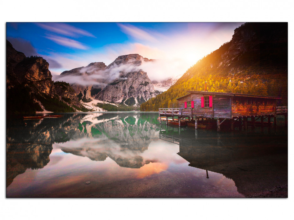 Tableau Auminium paysage Vue sur le lac de Braies