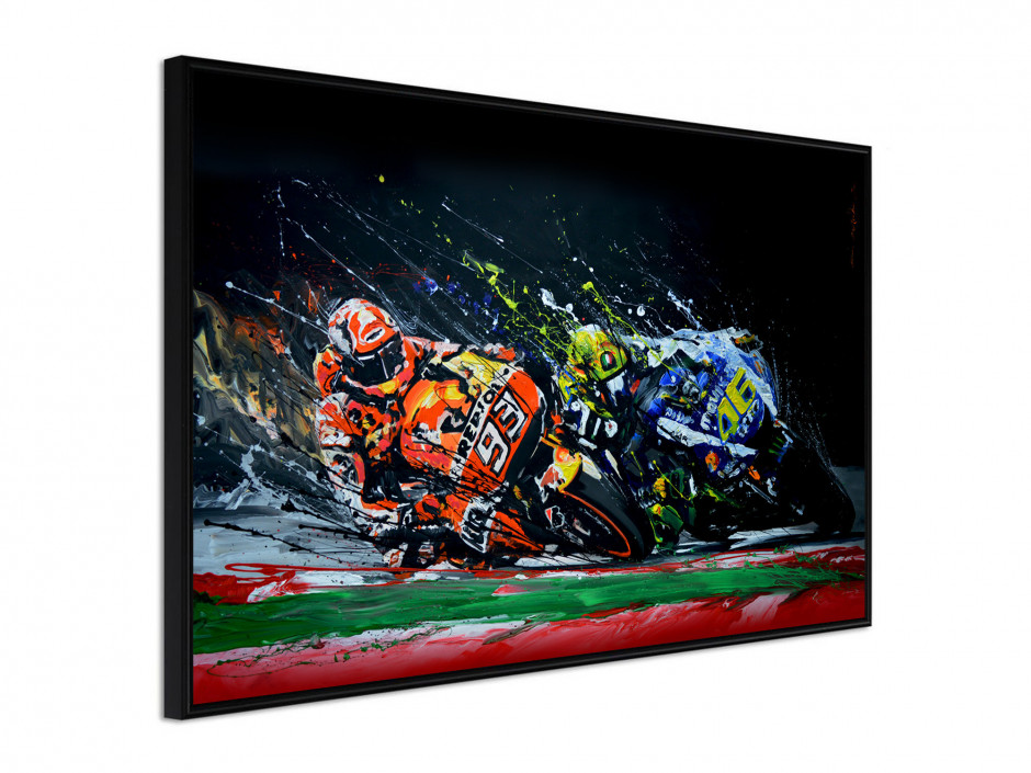 Affiche sous cadre Rossi vs Marquez