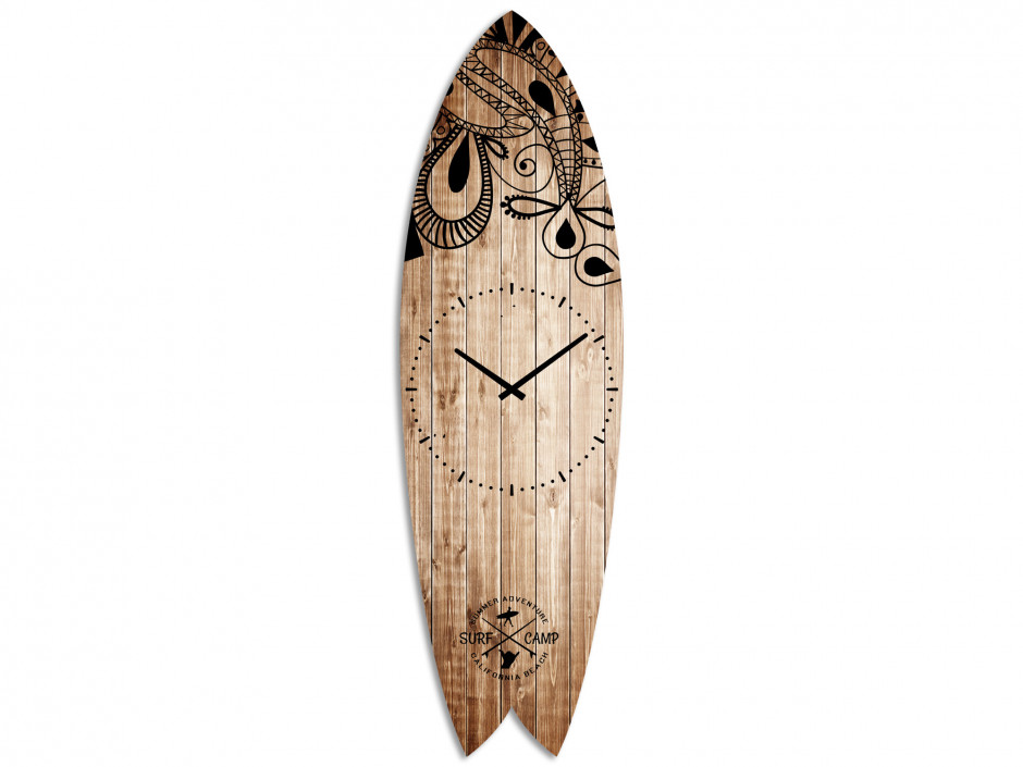 horloge murale surf déco effet bois