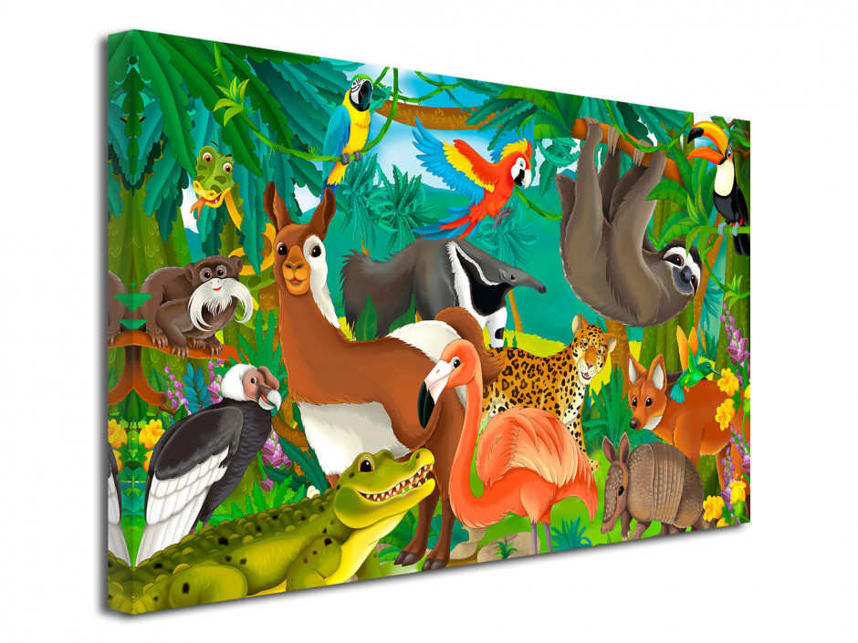 Tableau toile enfant Les animaux de la Jungle