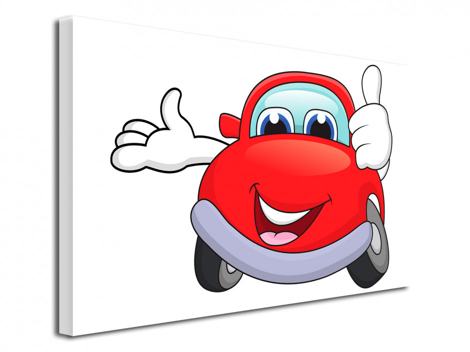 Tableau toile Voiture cartoon rouge