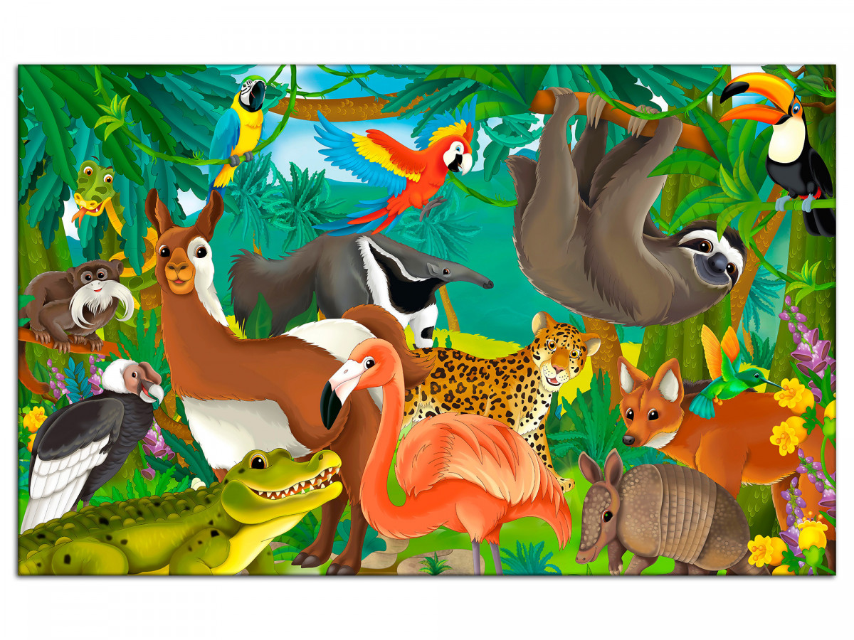 Tableau aluminium imprimée Les animaux de la jungle - Déco chambre enfant