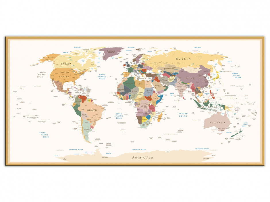 Tableau aluminium Map Monde Vintage