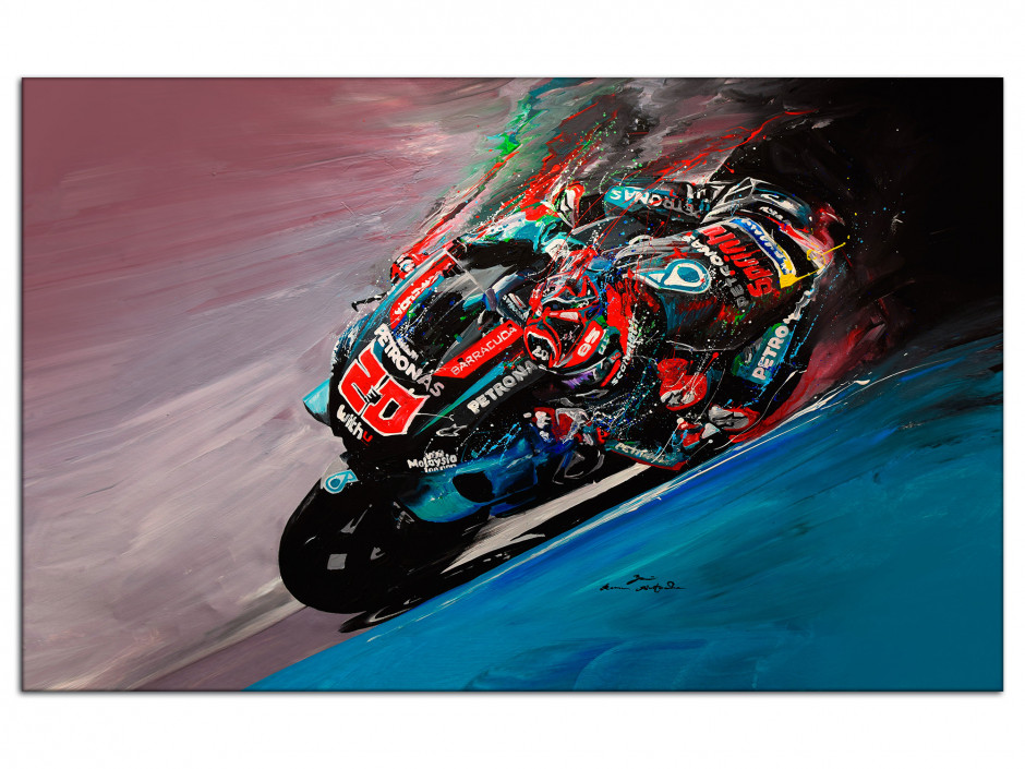 Tableau aluminium reproduction peinture Quartararo Moto GP