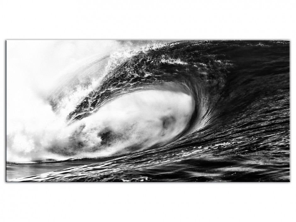 Tableau aluminium photo déco wave black n white