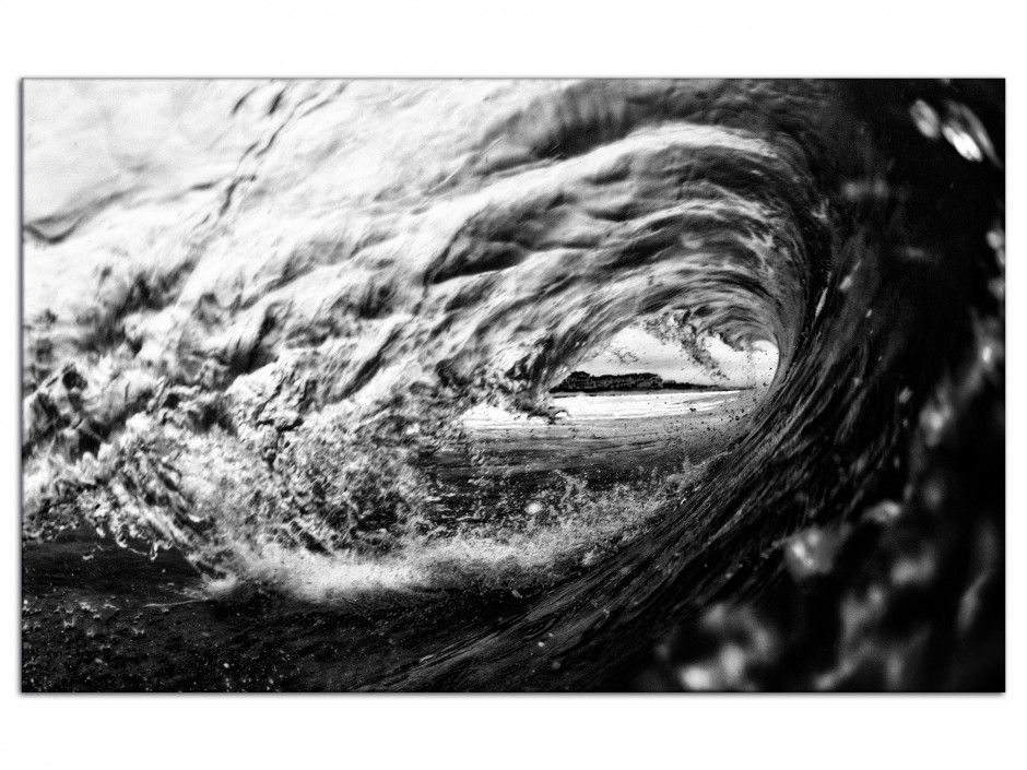 Tableau aluminium photo déco vague noir et blanc