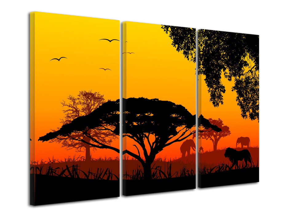 Tableau toile triptyque paysages Africain