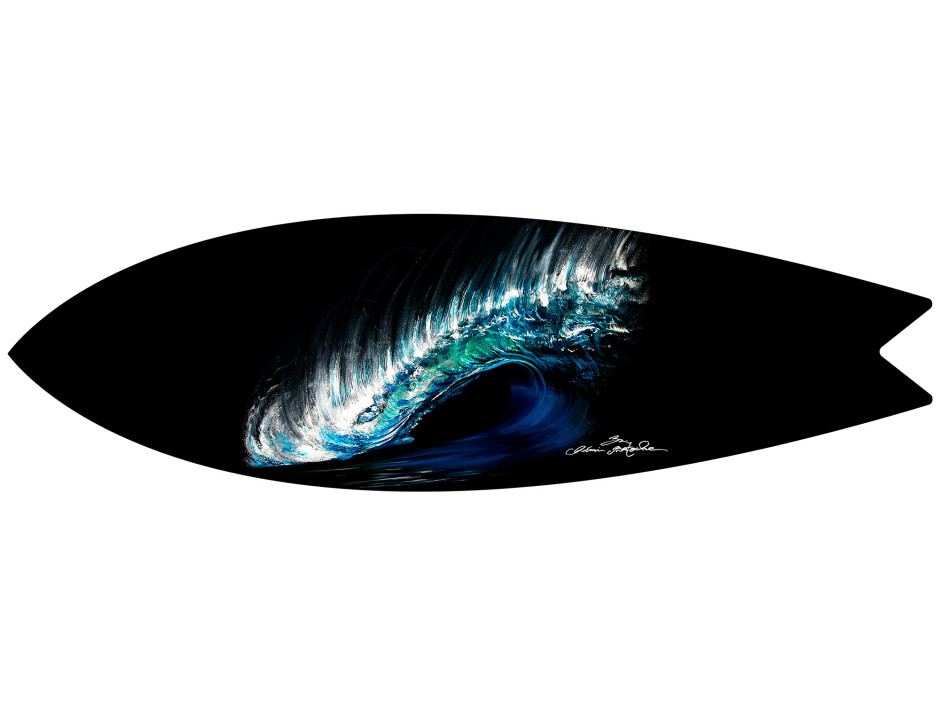 Planche de surf déco Black love design Rémi Bertoche