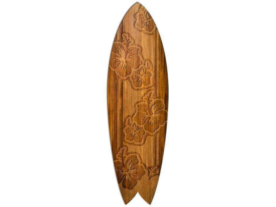 Planche de surf déco Fleur d'iris sur bois