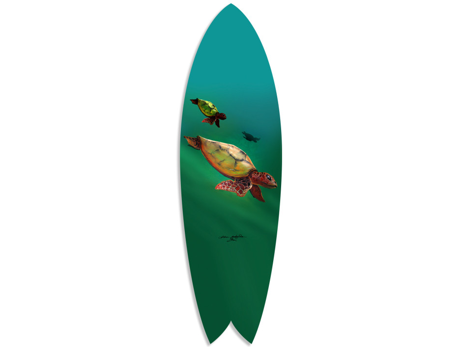 Planche de surf déco murale Tortue Marine
