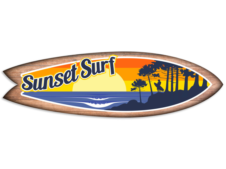 Planche de surf déco Sunset Surf design Stimell Illustration