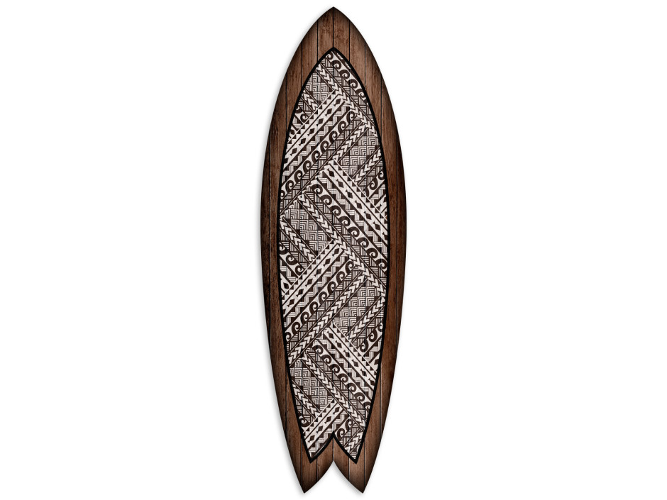 Planche de surf déco Maori Tattoo Blanc design Stimell Illustration