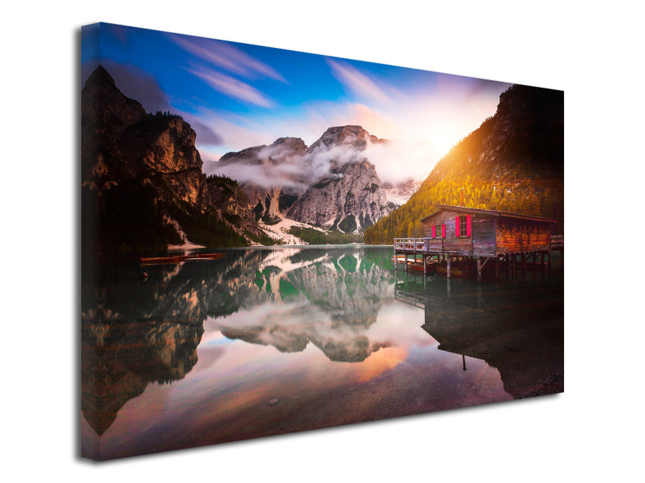 Tableau toile paysage Vue sur le lac de Braies