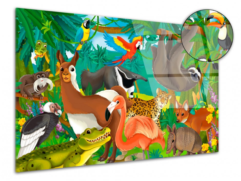 Tableau plexiglas enfant Les animaux de la Jungle