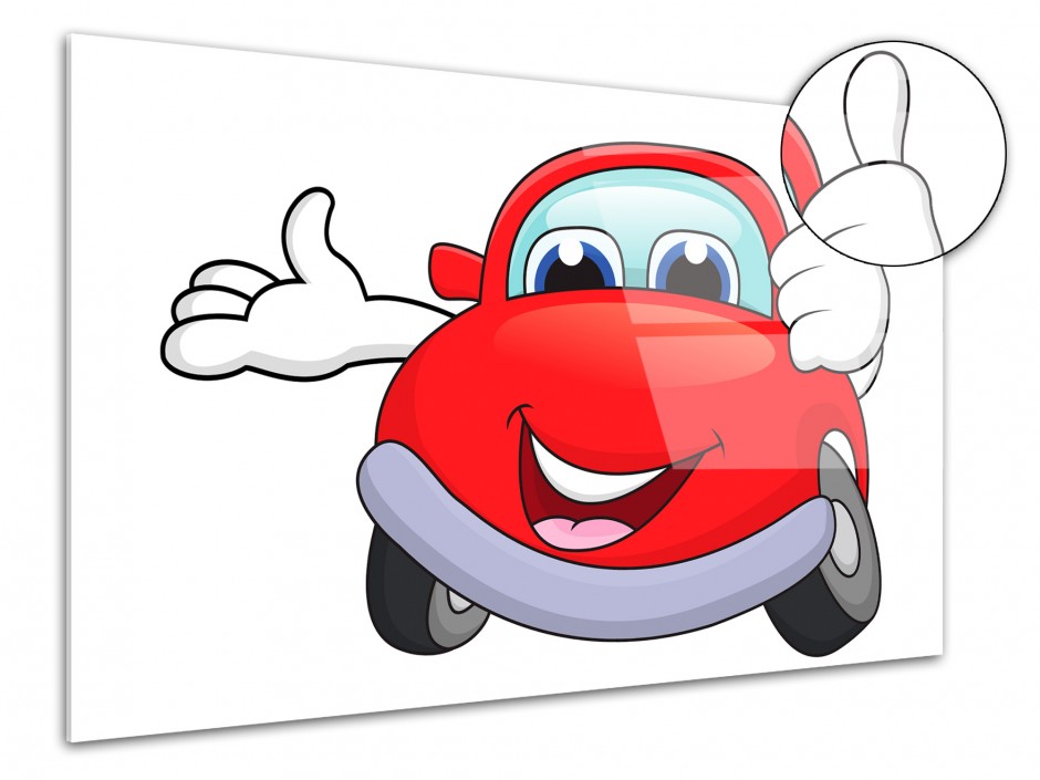 Tableau plexiglas Voiture cartoon rouge