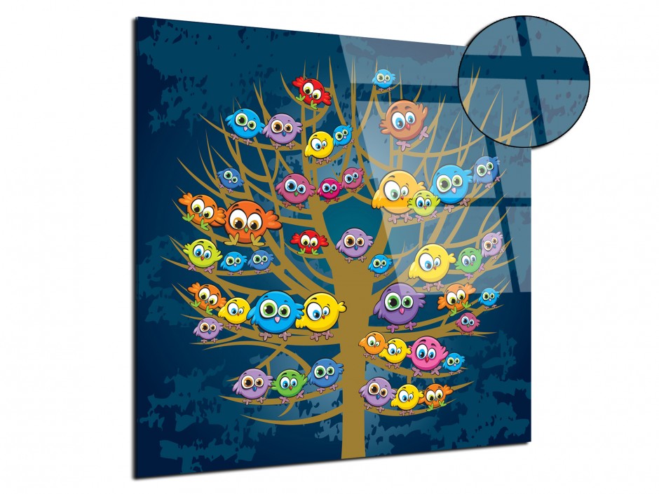 Tableau plexiglas imprimée pour enfant L'arbre aux oiseaux