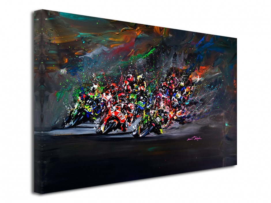 Tableau toile reproduction peinture Depart Moto GP