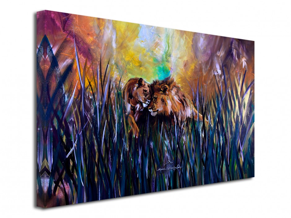 Tableau toile reproduction peinture Lion Love